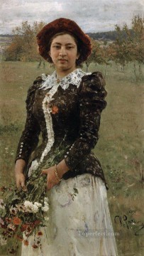 秋の花束 ヴェラ・レピナの肖像 1892年 イリヤ・レーピン Oil Paintings